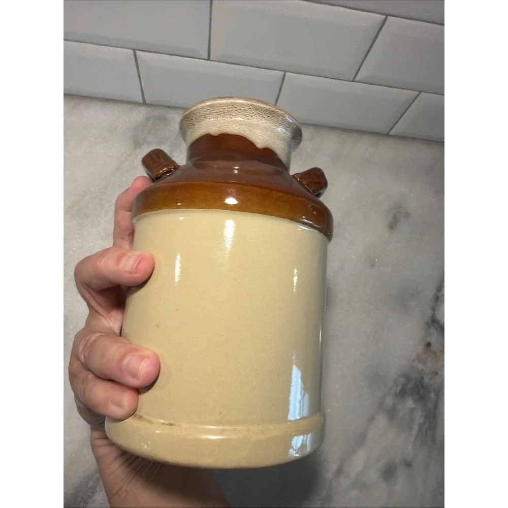 Rustic Stoneware Milk Jug Farmhouse Crock 6.77